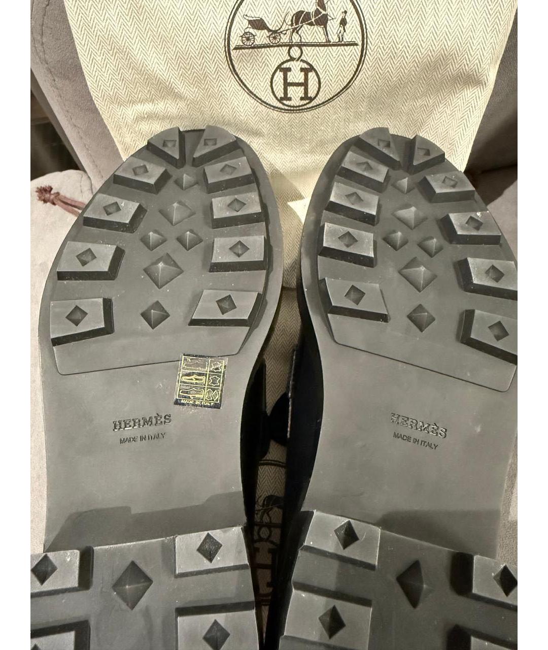 HERMES Черные кожаные лоферы, фото 4