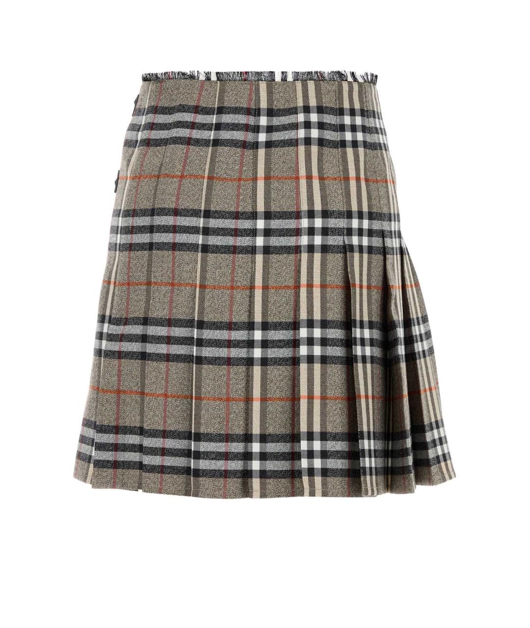 BURBERRY Серая шерстяная юбка мини, фото 2