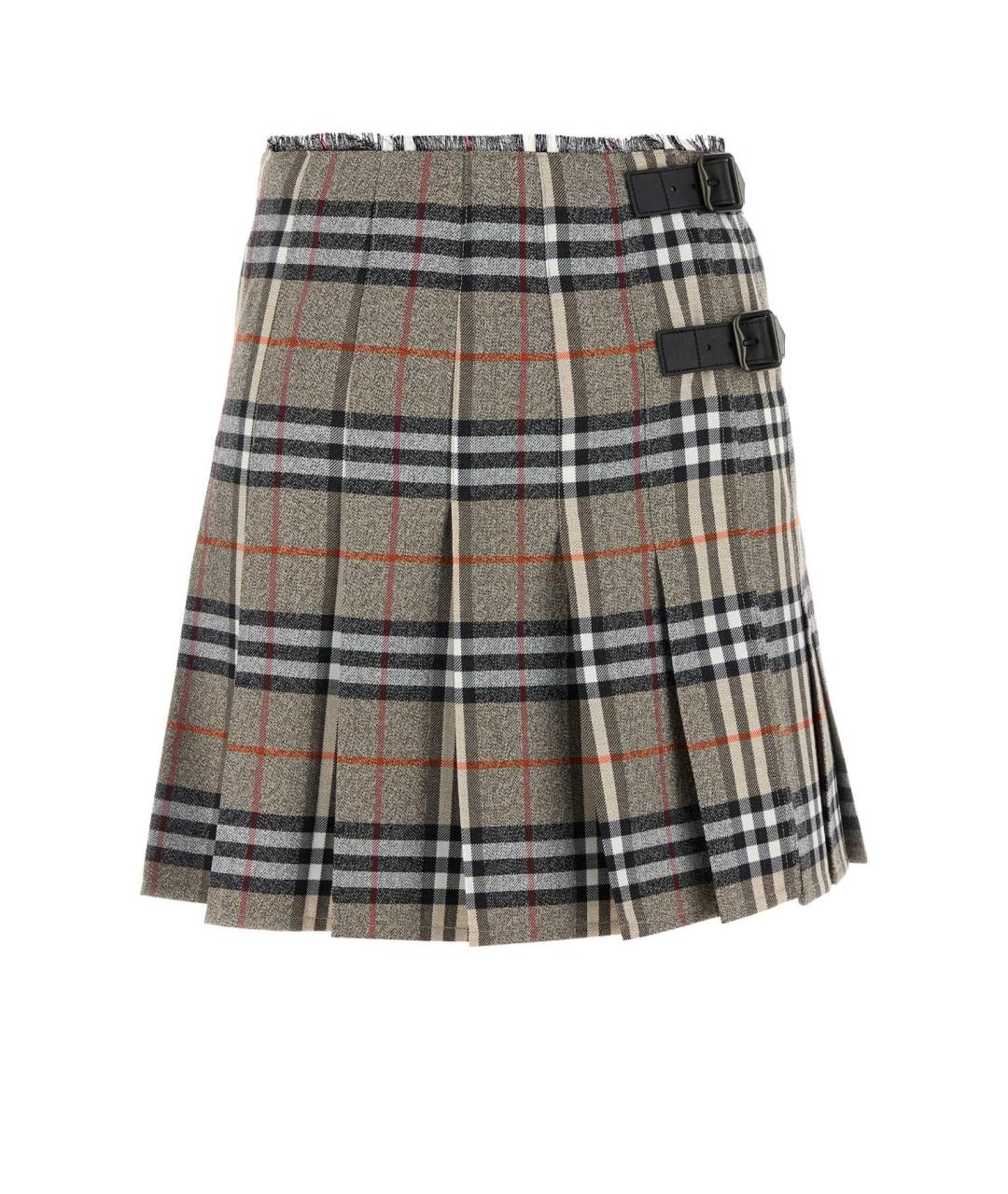 BURBERRY Серая шерстяная юбка мини, фото 1