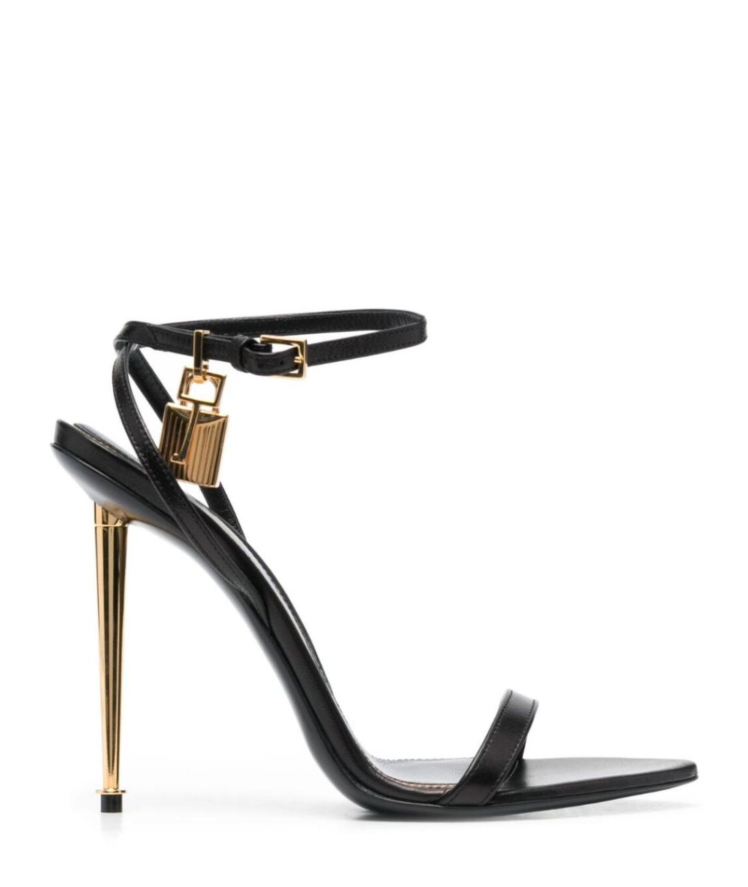 TOM FORD Черные кожаные босоножки, фото 1