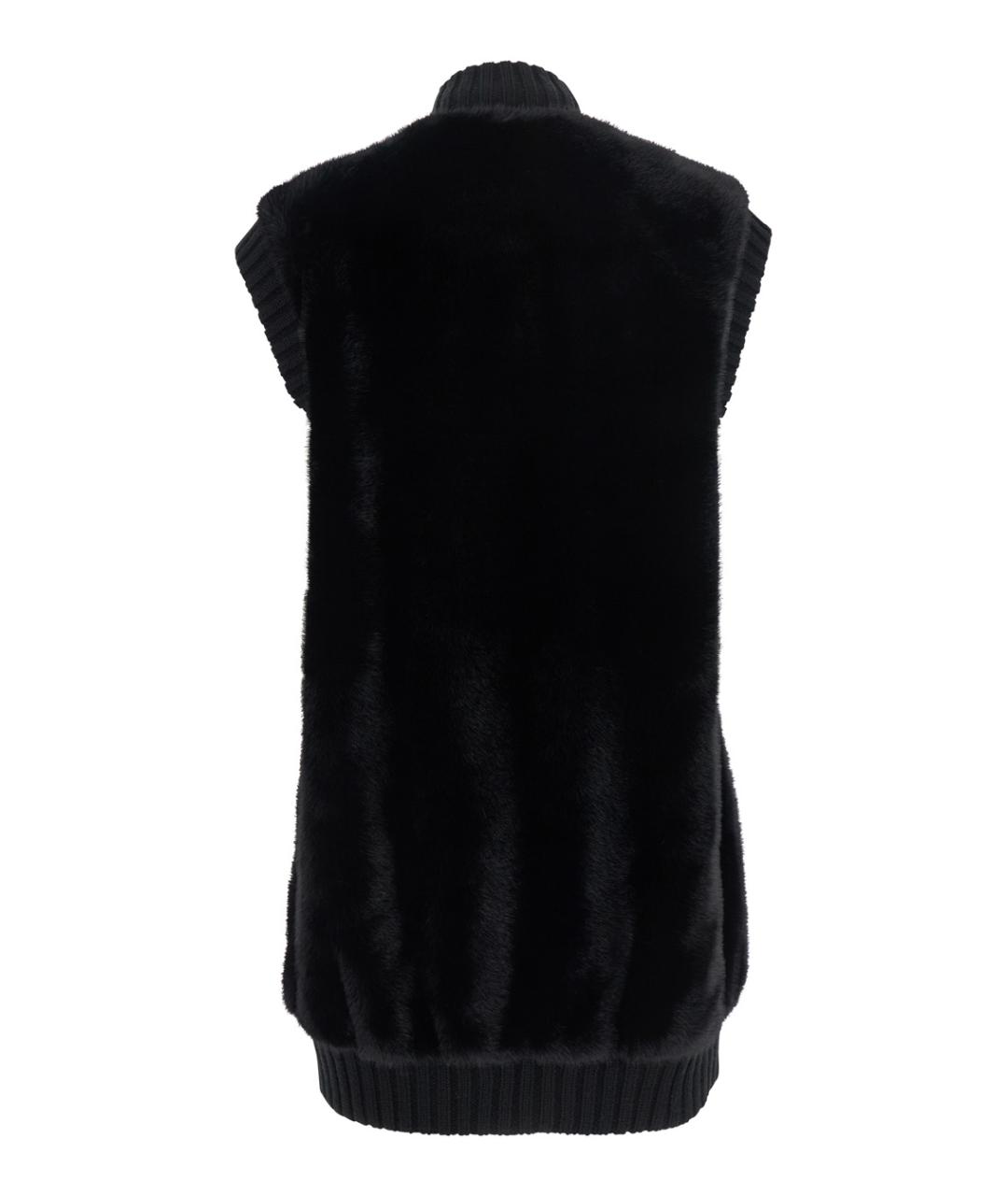 PINKO Черный меховой жилет, фото 2