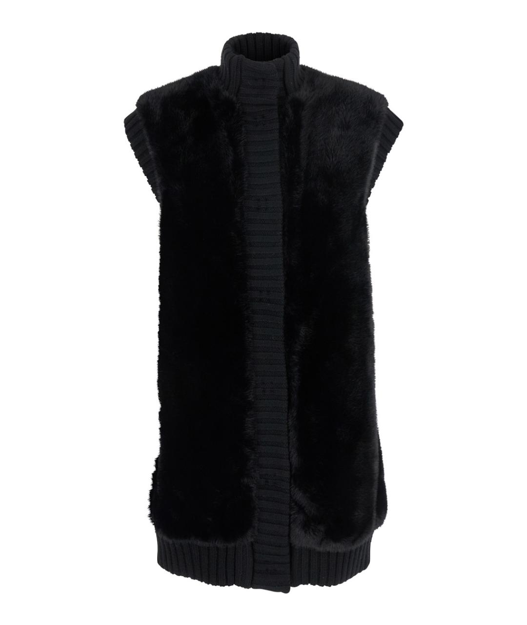 PINKO Черный меховой жилет, фото 1