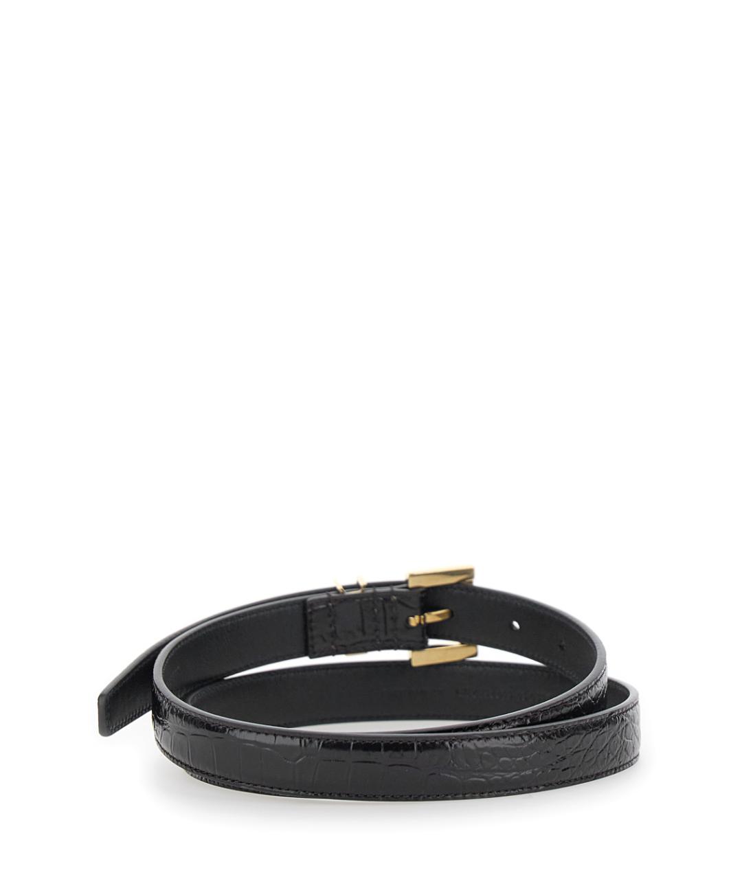 SAINT LAURENT Черный кожаный ремень, фото 2