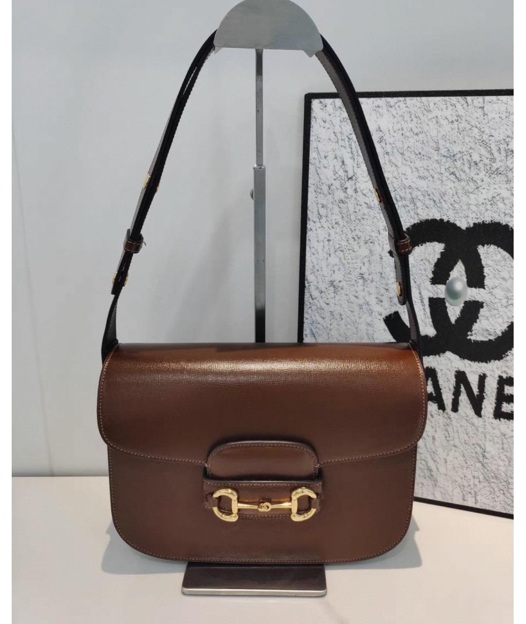 GUCCI Коричневая кожаная сумка через плечо, фото 2