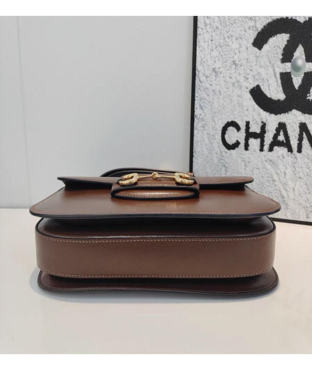 GUCCI Коричневая кожаная сумка через плечо, фото 4