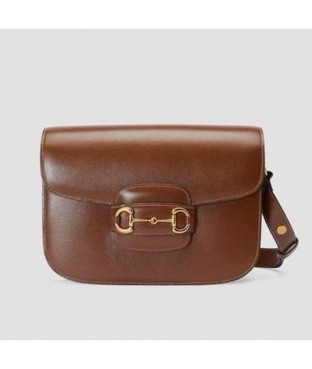 GUCCI Коричневая кожаная сумка через плечо, фото 5