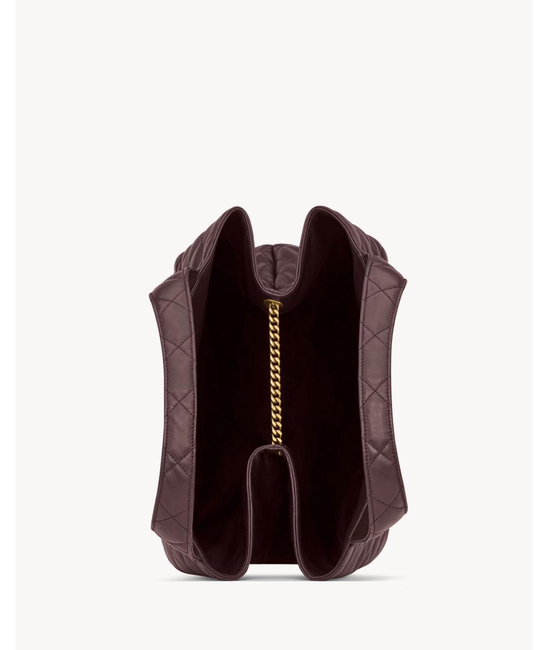 SAINT LAURENT Бордовая кожаная сумка тоут, фото 7