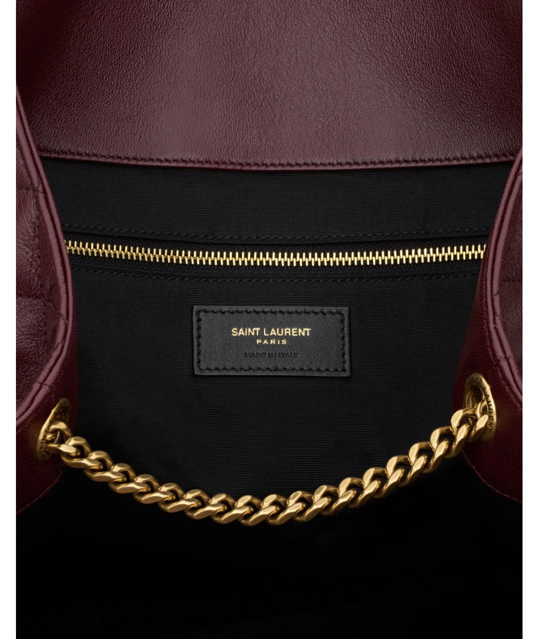 SAINT LAURENT Бордовая кожаная сумка тоут, фото 8