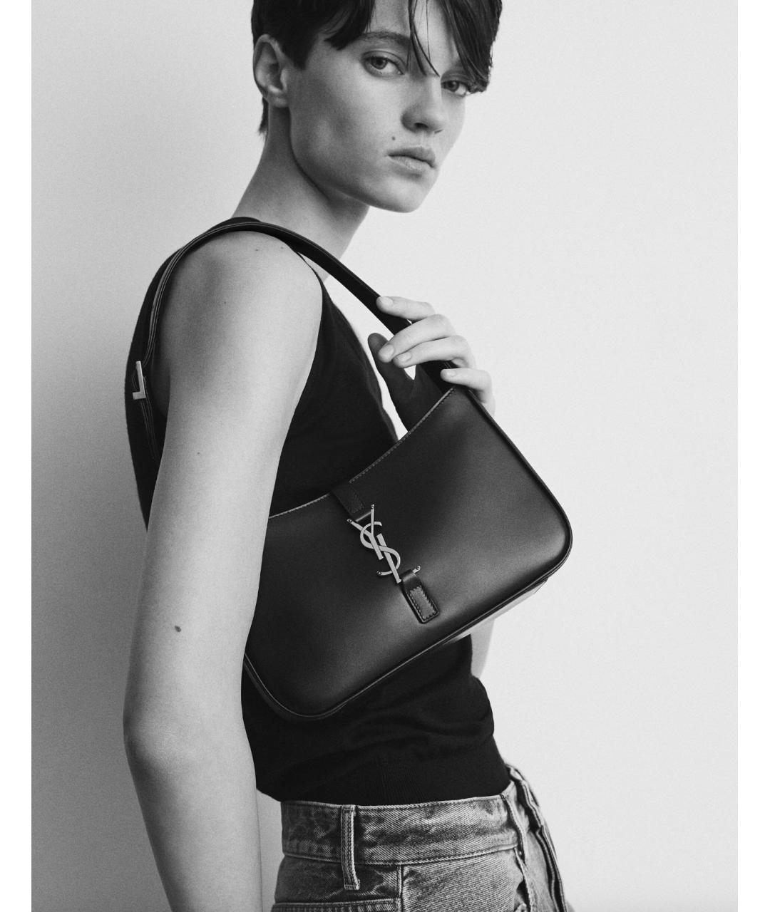 SAINT LAURENT Черная кожаная сумка через плечо, фото 5