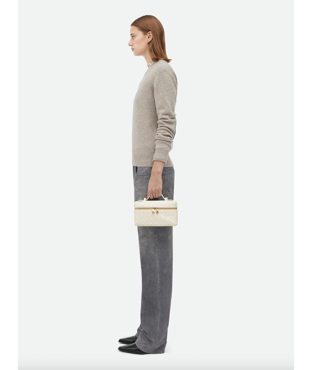 BOTTEGA VENETA Белая кожаная сумка через плечо, фото 6