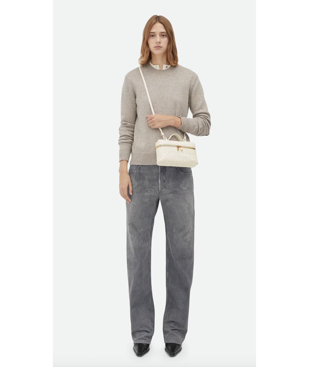 BOTTEGA VENETA Белая кожаная сумка через плечо, фото 2