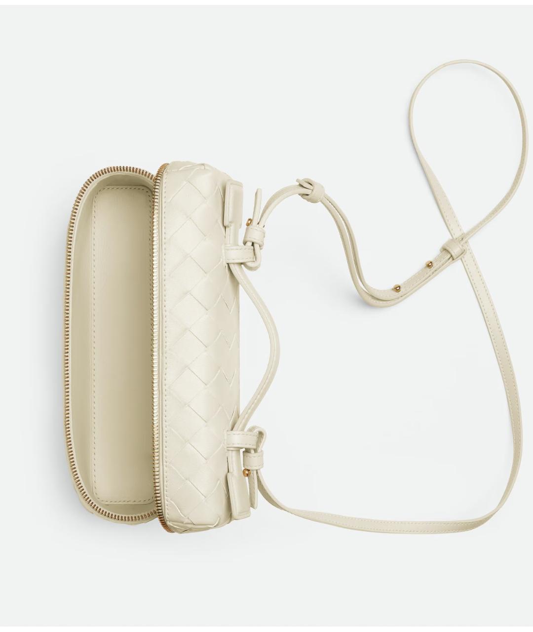 BOTTEGA VENETA Белая кожаная сумка через плечо, фото 3