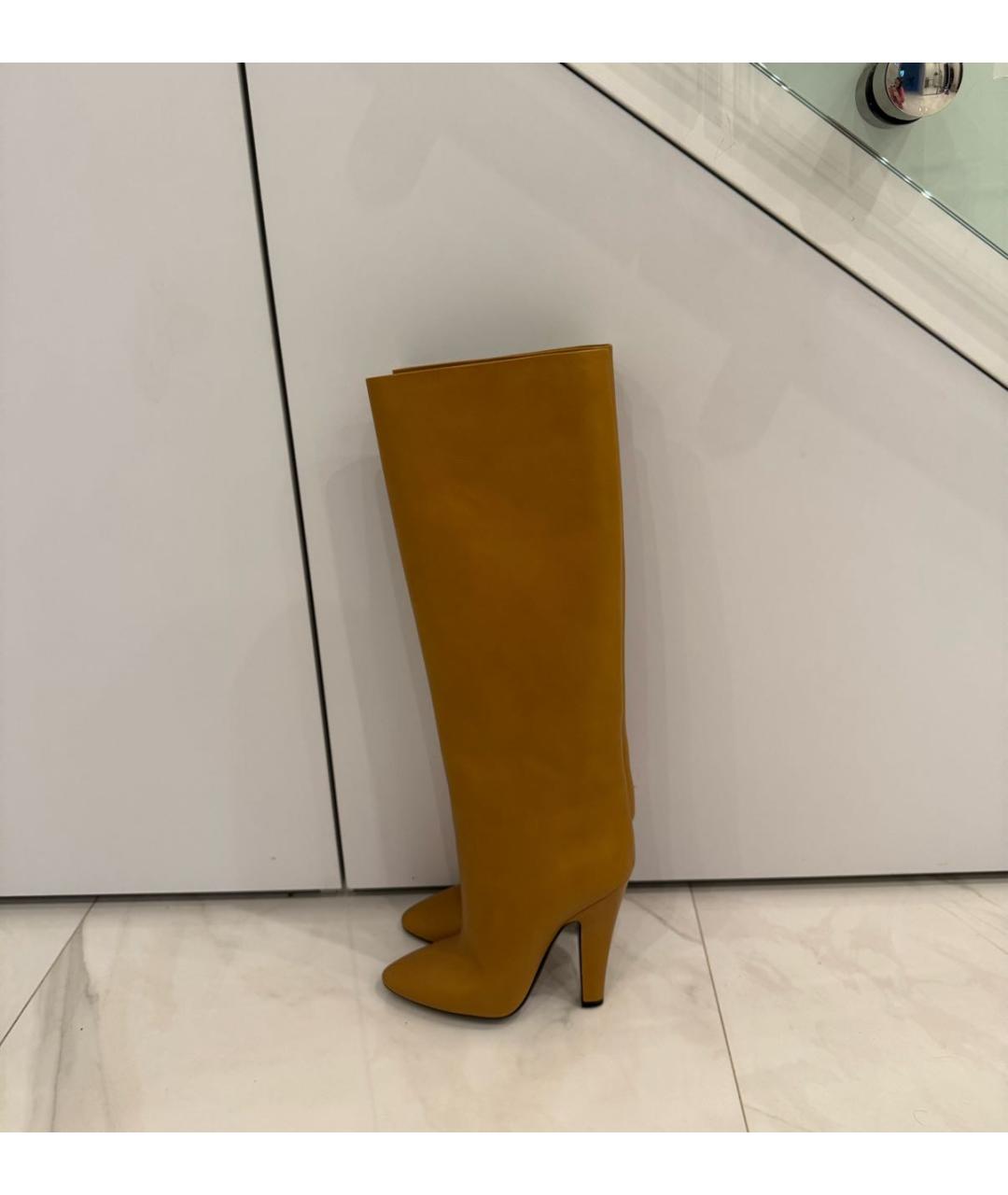 SAINT LAURENT Коричневые кожаные сапоги, фото 6