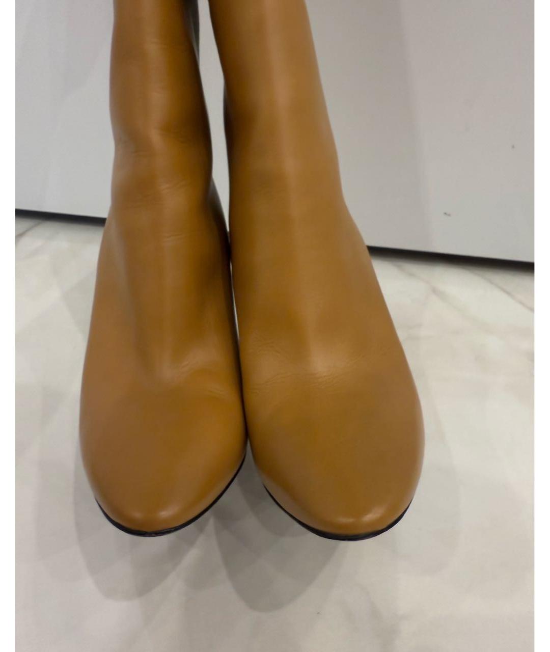 SAINT LAURENT Коричневые кожаные сапоги, фото 3