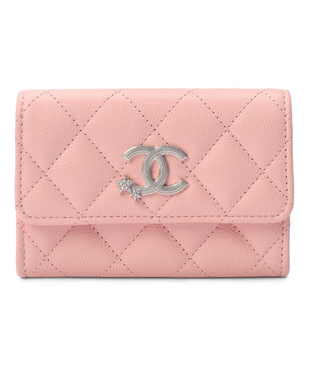 CHANEL Розовый кожаный кошелек, фото 1