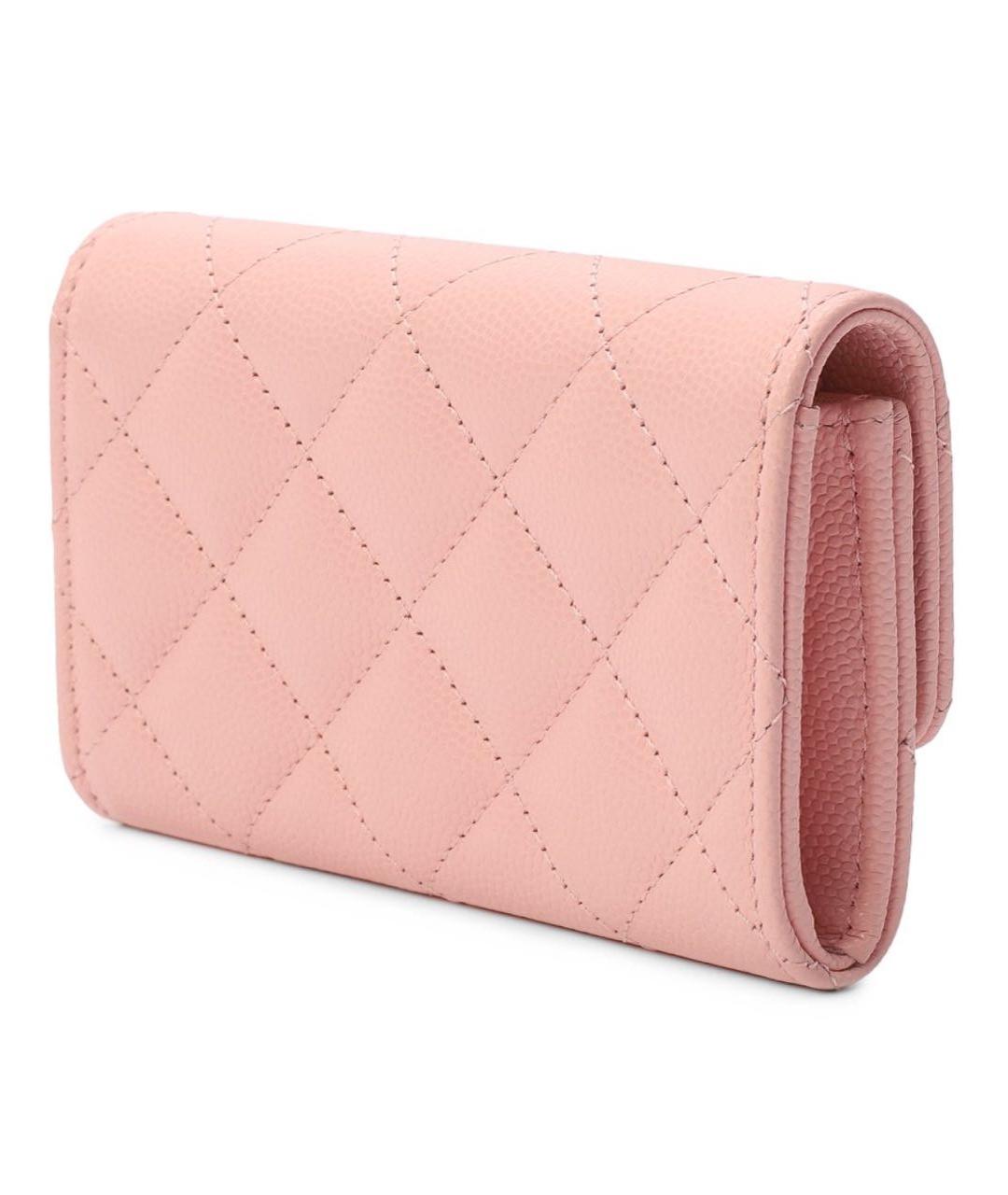 CHANEL Розовый кожаный кошелек, фото 3