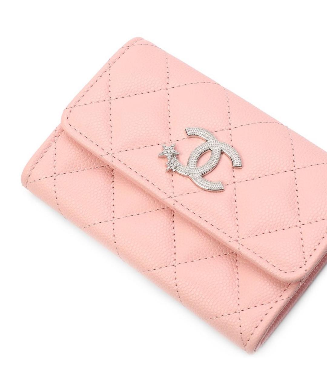 CHANEL Розовый кожаный кошелек, фото 4