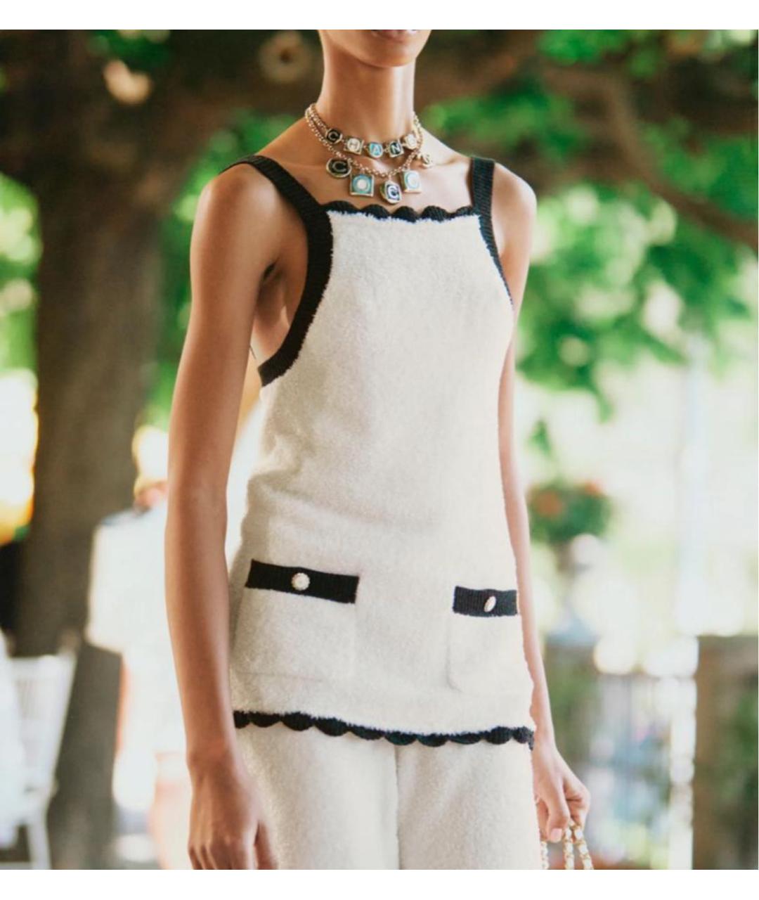 CHANEL Белая шелковая майка, фото 2