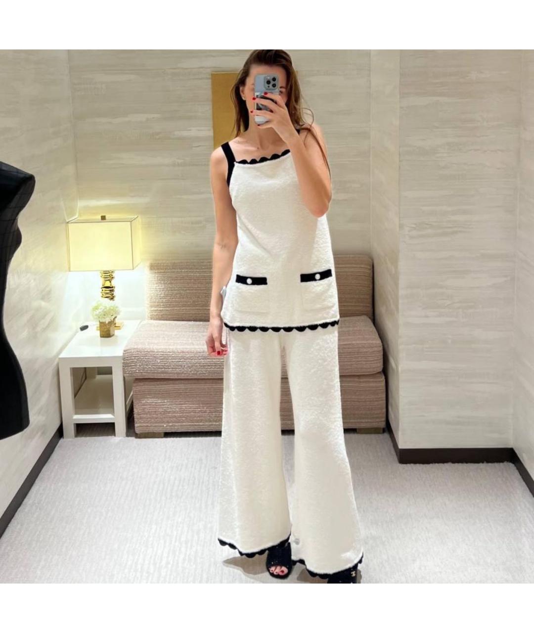 CHANEL Белая шелковая майка, фото 6