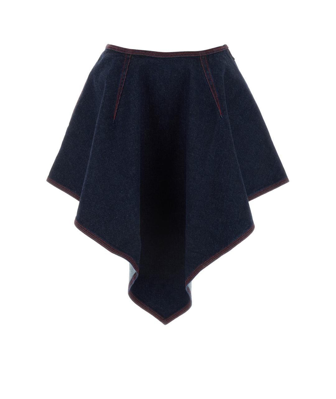 ALAIA Темно-синяя хлопковая юбка мини, фото 1