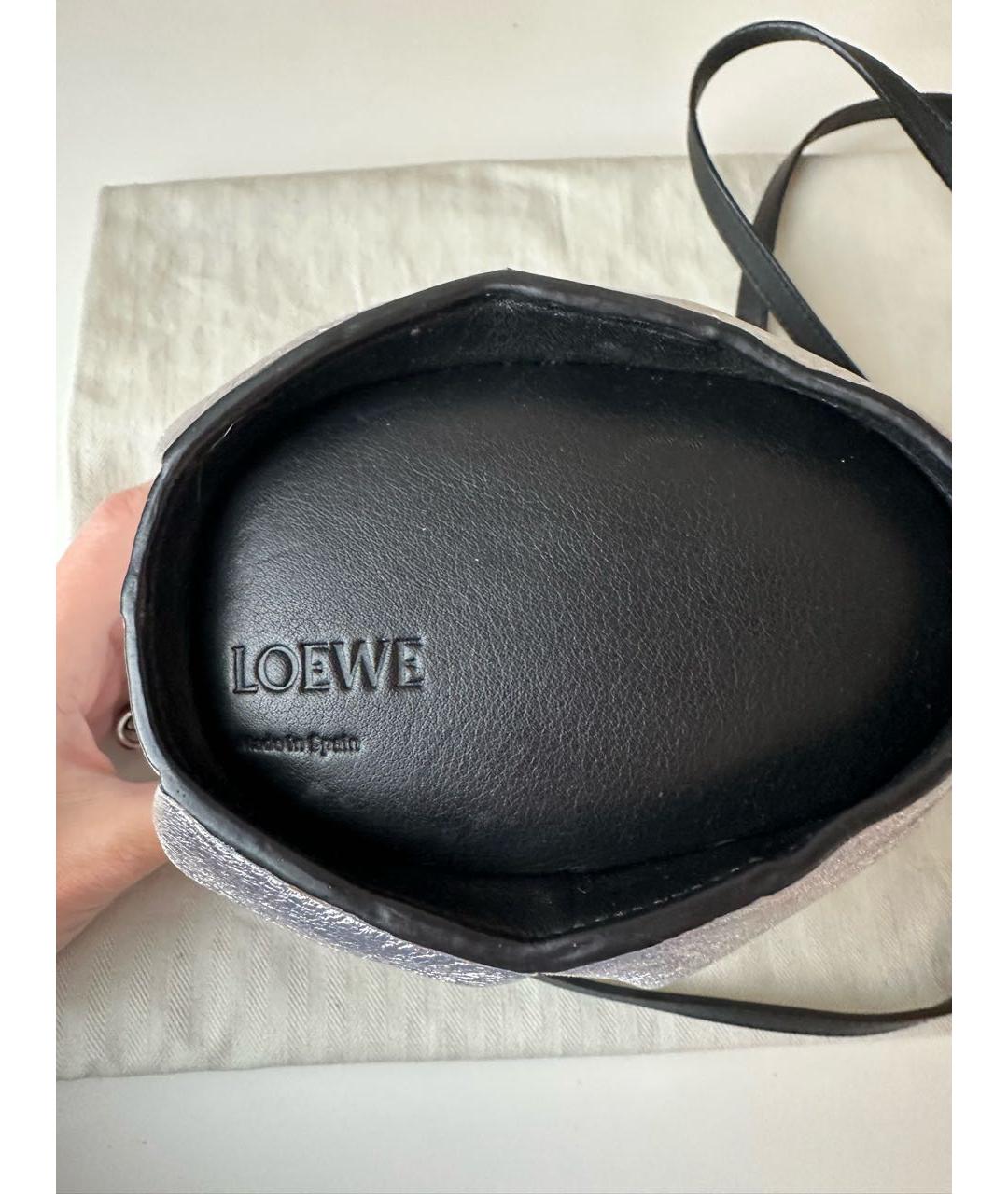 LOEWE Серебряная кожаная сумка через плечо, фото 6