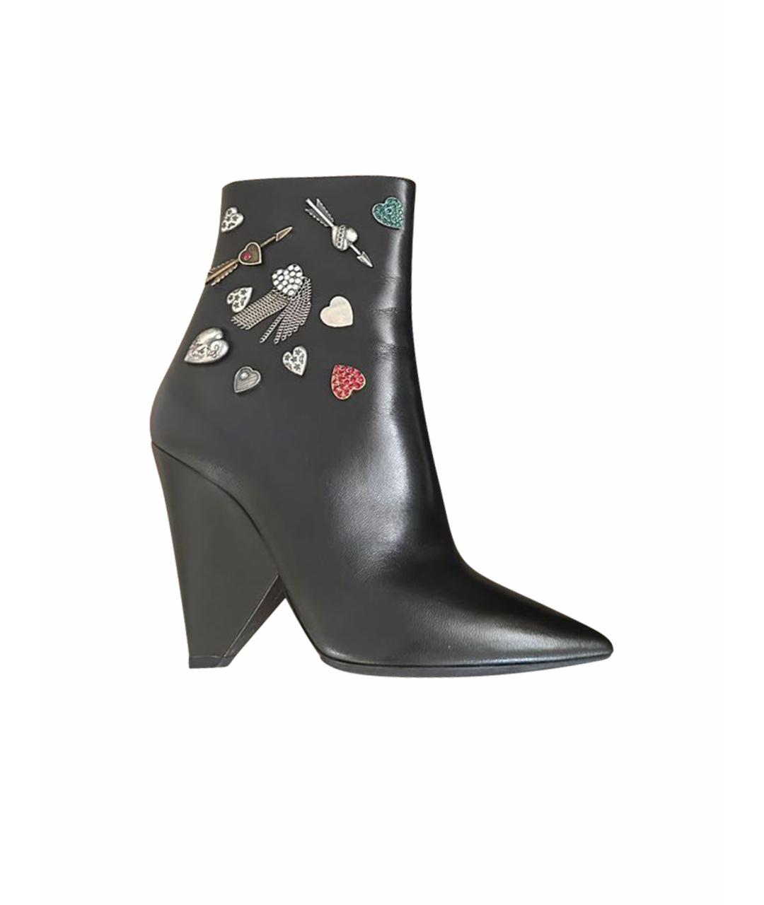 SAINT LAURENT Черные кожаные ботильоны, фото 1