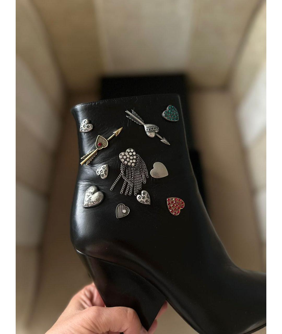 SAINT LAURENT Черные кожаные ботильоны, фото 7