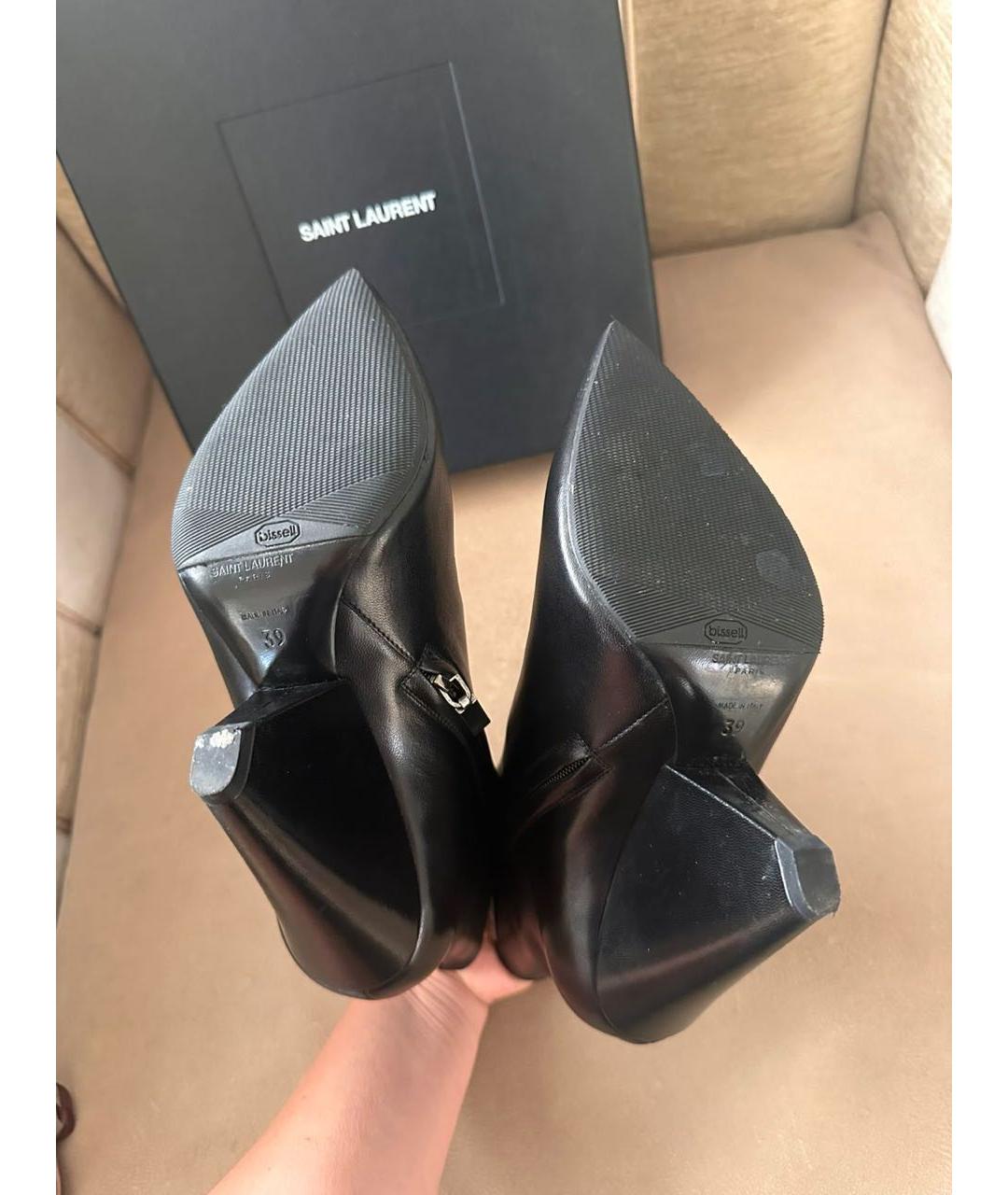 SAINT LAURENT Черные кожаные ботильоны, фото 5