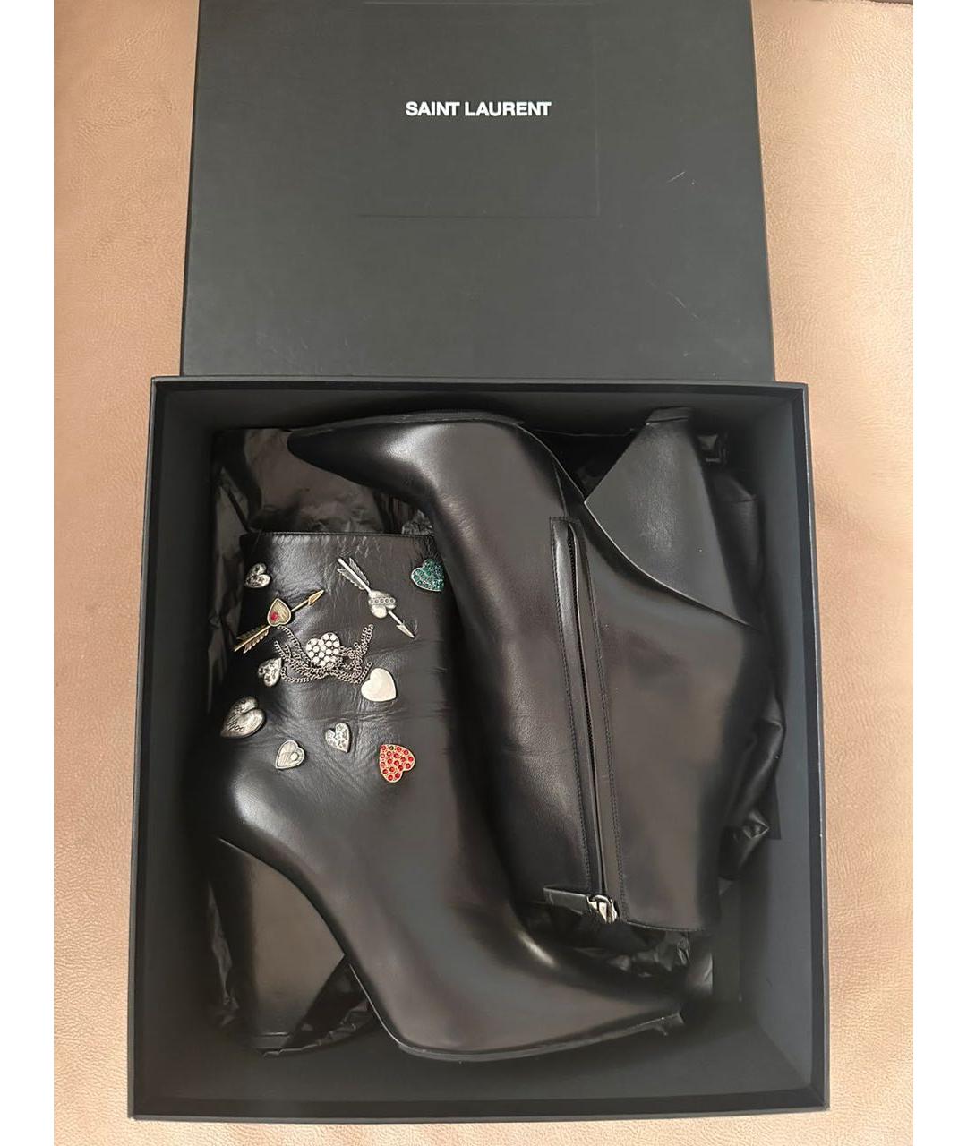 SAINT LAURENT Черные кожаные ботильоны, фото 3