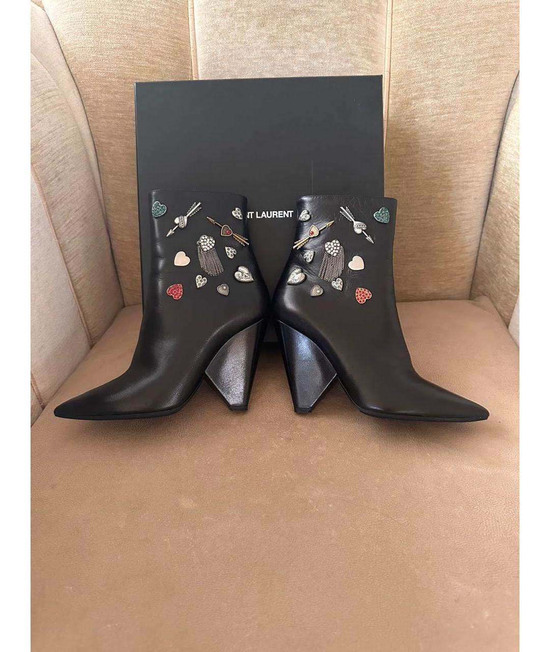 SAINT LAURENT Черные кожаные ботильоны, фото 6