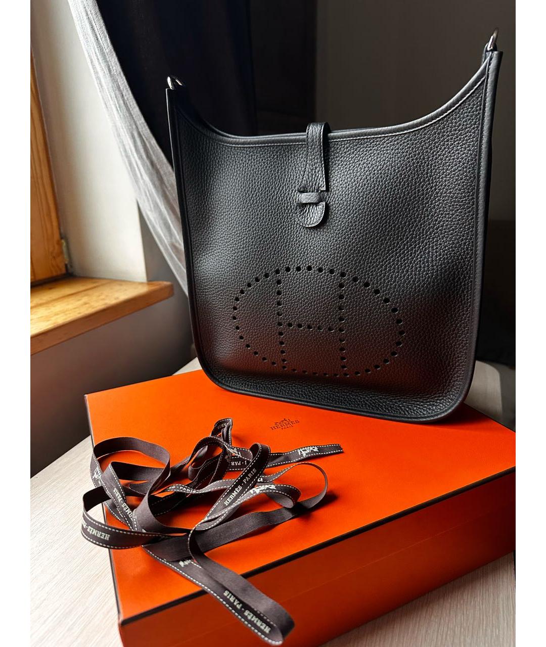 HERMES Черная кожаная сумка через плечо, фото 6