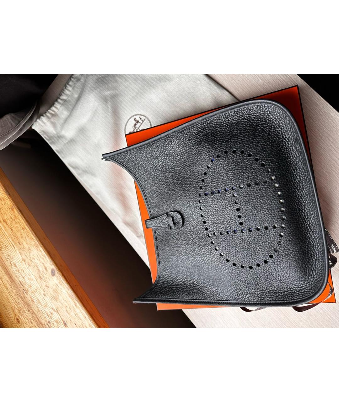 HERMES Черная кожаная сумка через плечо, фото 5