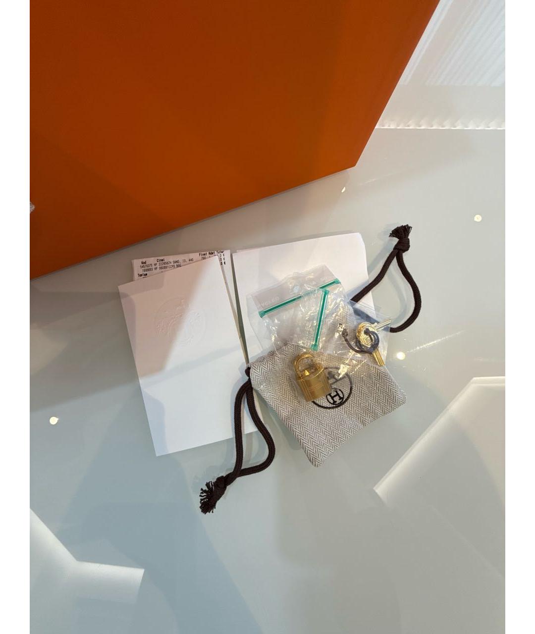 HERMES Голубая кожаная сумка с короткими ручками, фото 7