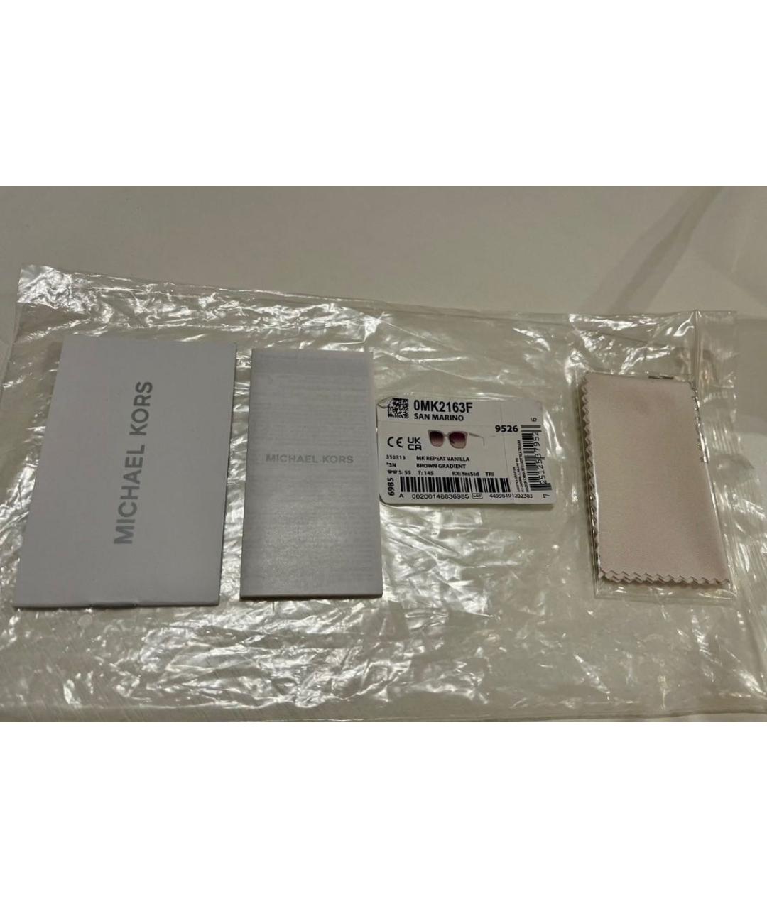 MICHAEL KORS Бежевые пластиковые солнцезащитные очки, фото 3