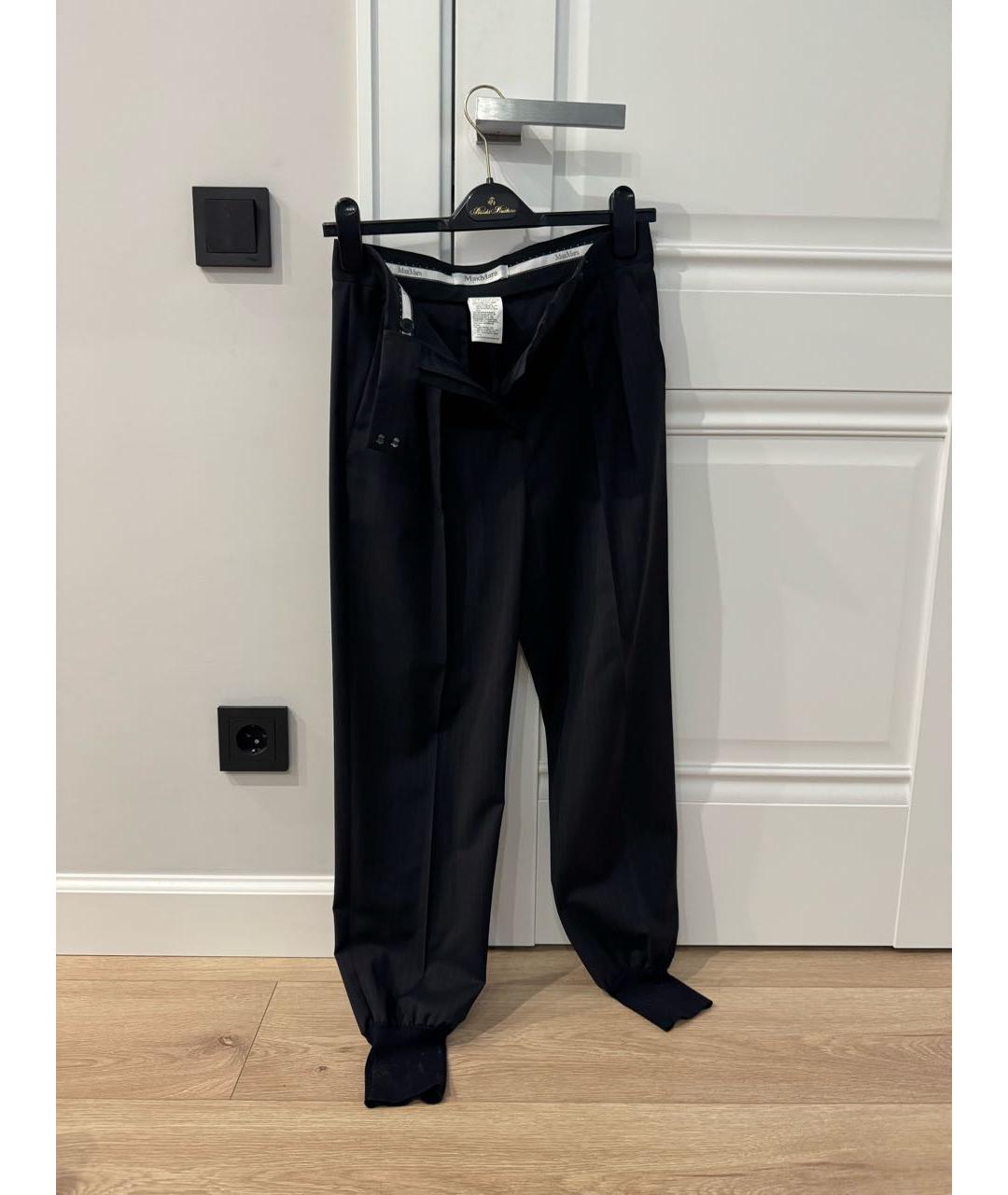 MAX MARA Темно-синие шерстяные брюки узкие, фото 5