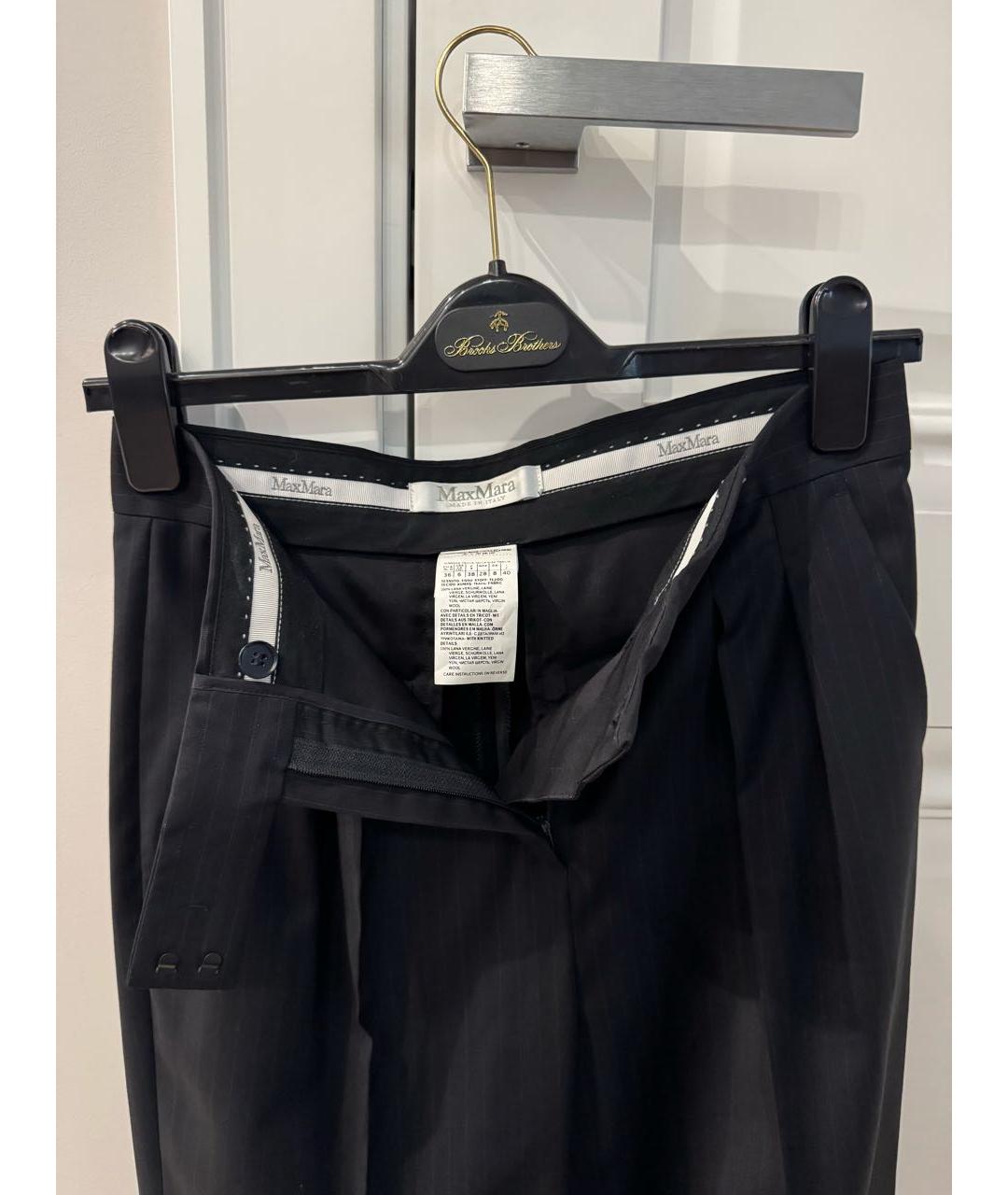 MAX MARA Темно-синие шерстяные брюки узкие, фото 3