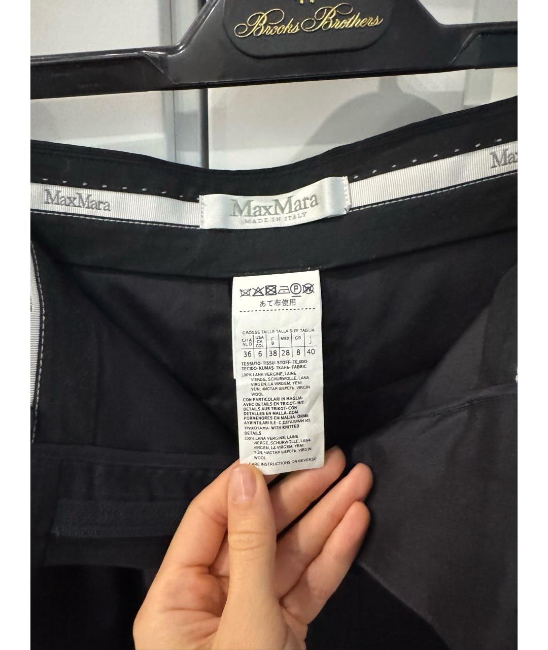 MAX MARA Темно-синие шерстяные брюки узкие, фото 4