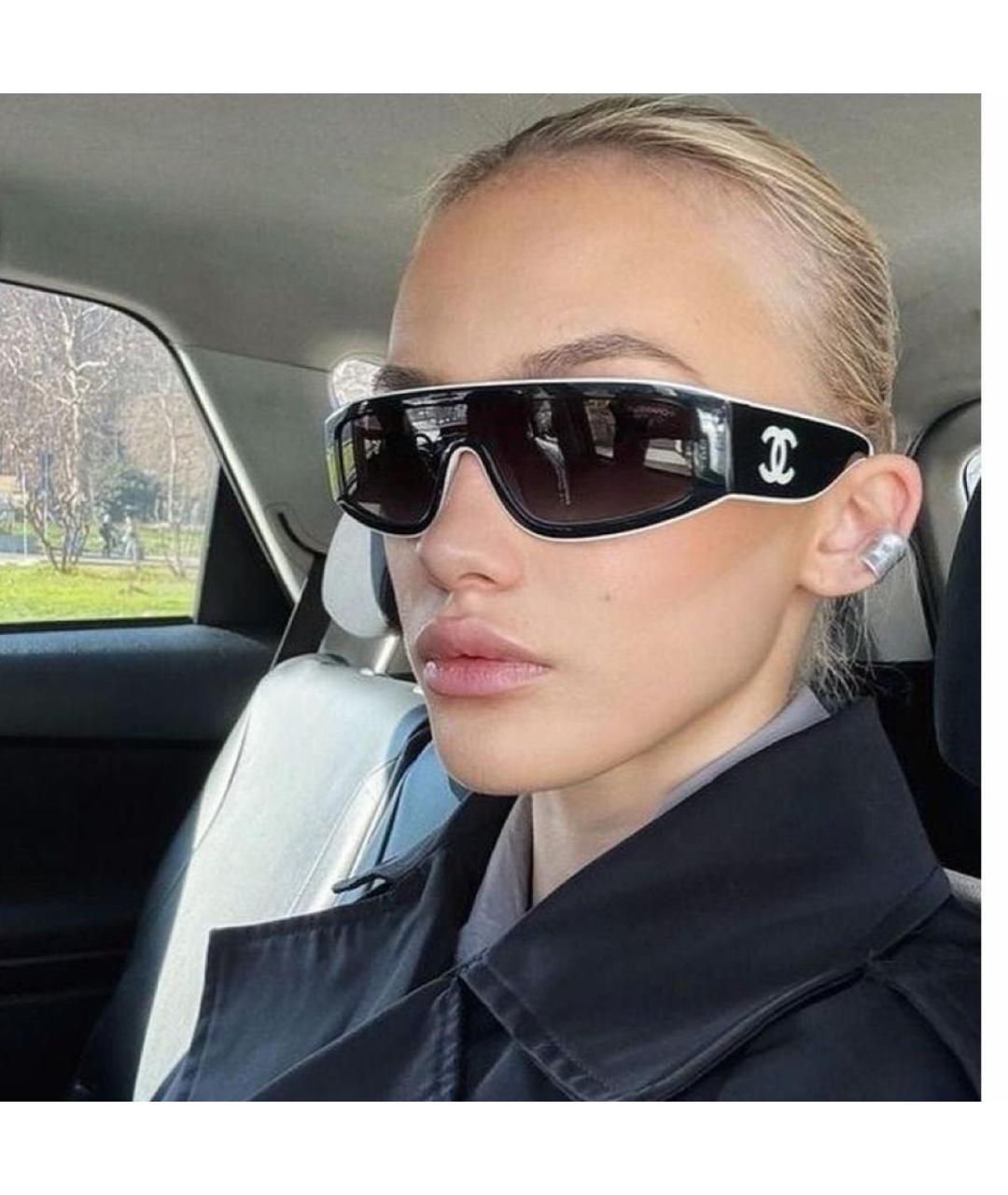 CHANEL Черные пластиковые солнцезащитные очки, фото 4
