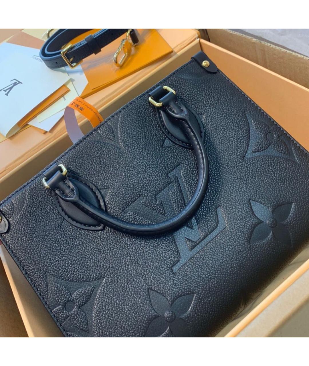 LOUIS VUITTON Черная кожаная сумка с короткими ручками, фото 2