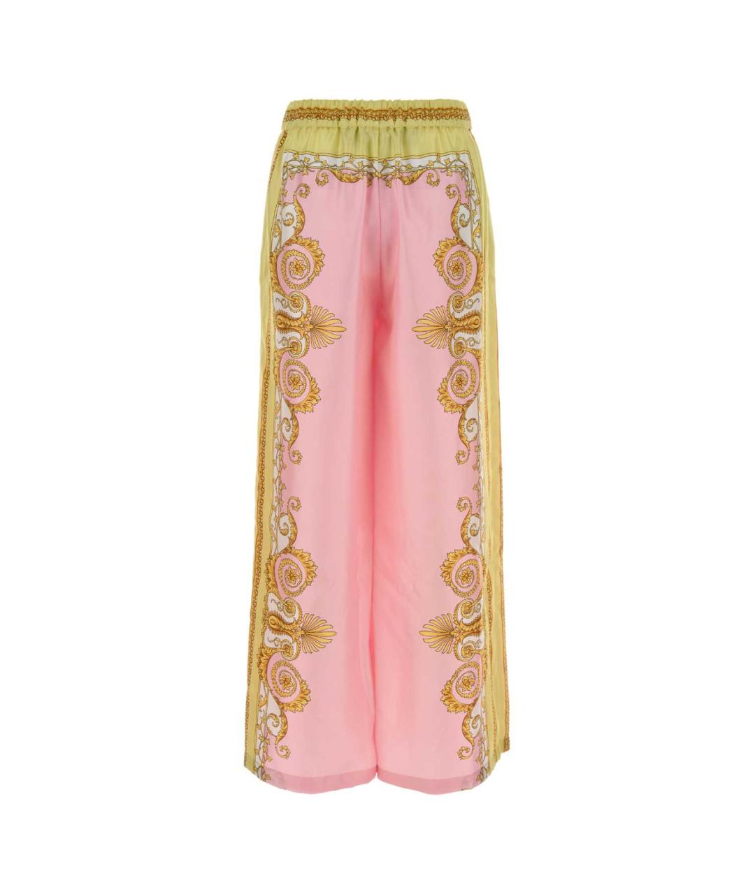 VERSACE Мульти шелковые прямые брюки, фото 2