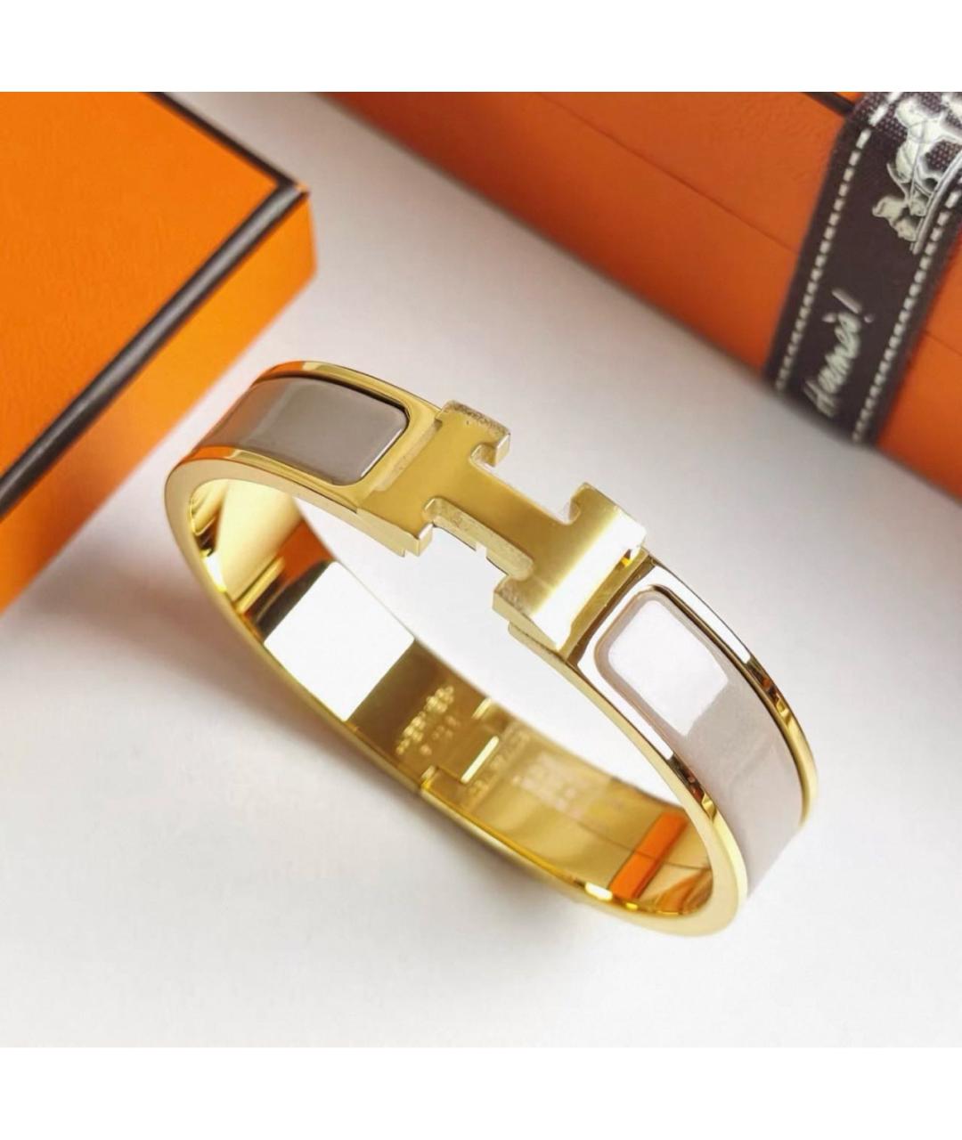 HERMES Бежевый позолоченный браслет, фото 2