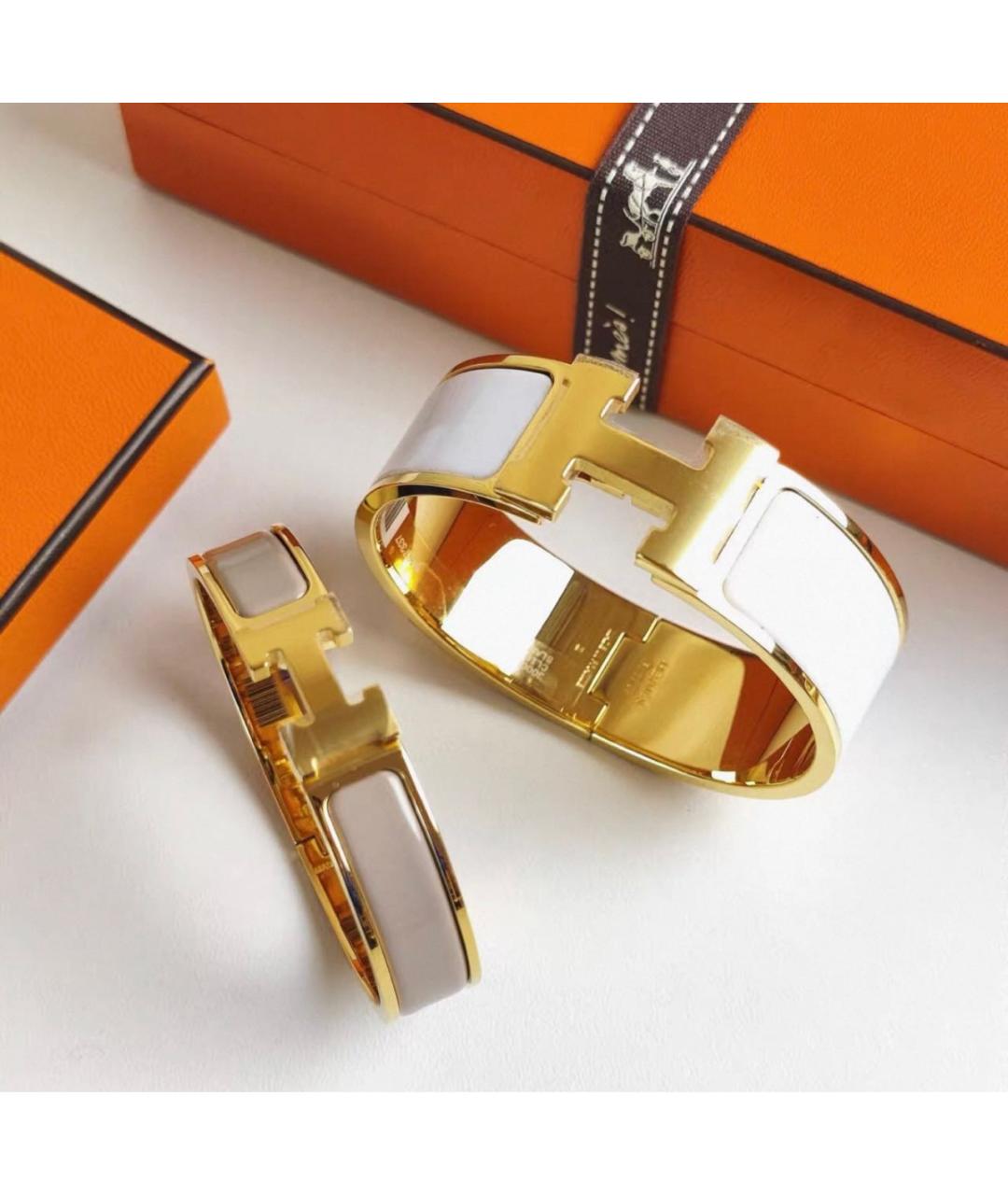 HERMES Бежевый позолоченный браслет, фото 6