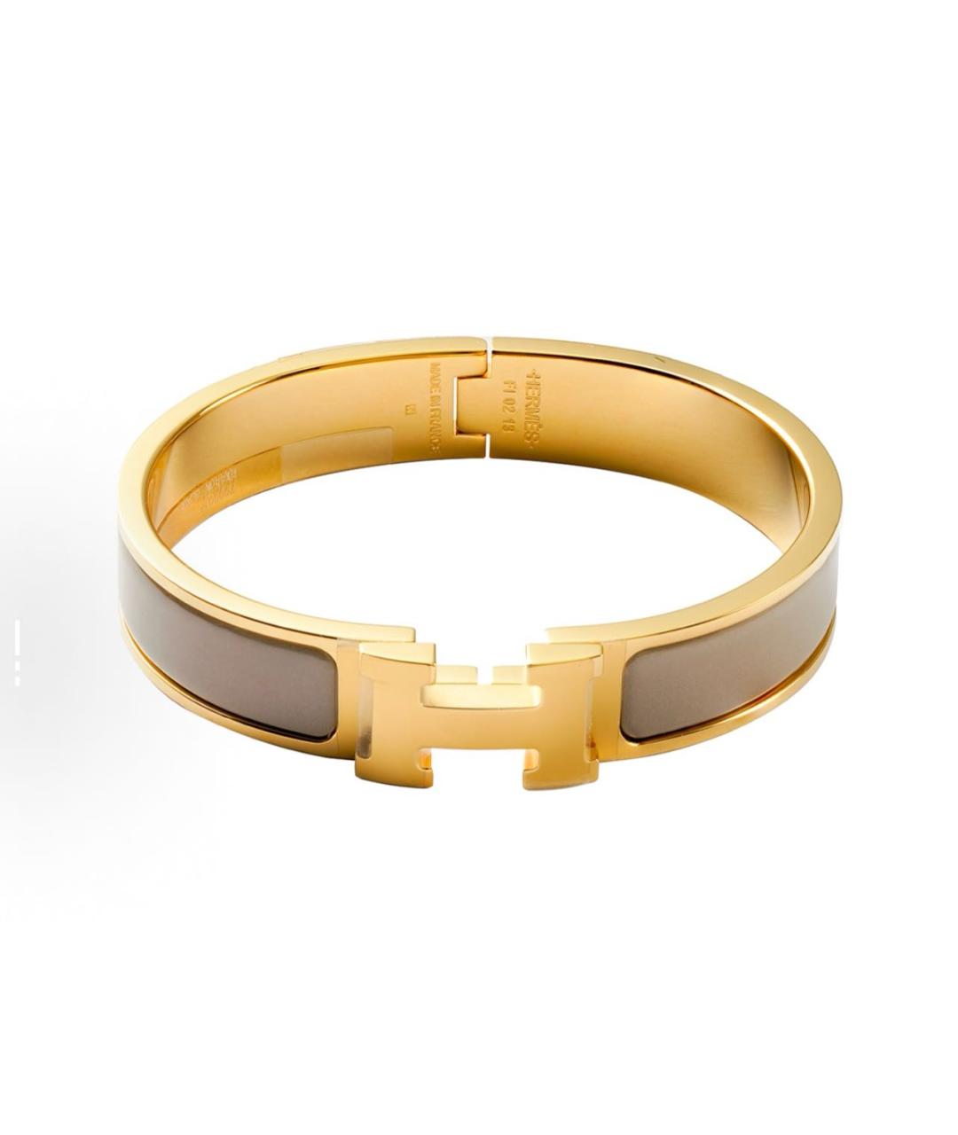 HERMES Бежевый позолоченный браслет, фото 7