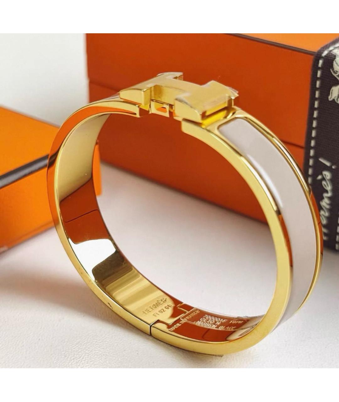 HERMES Бежевый позолоченный браслет, фото 4