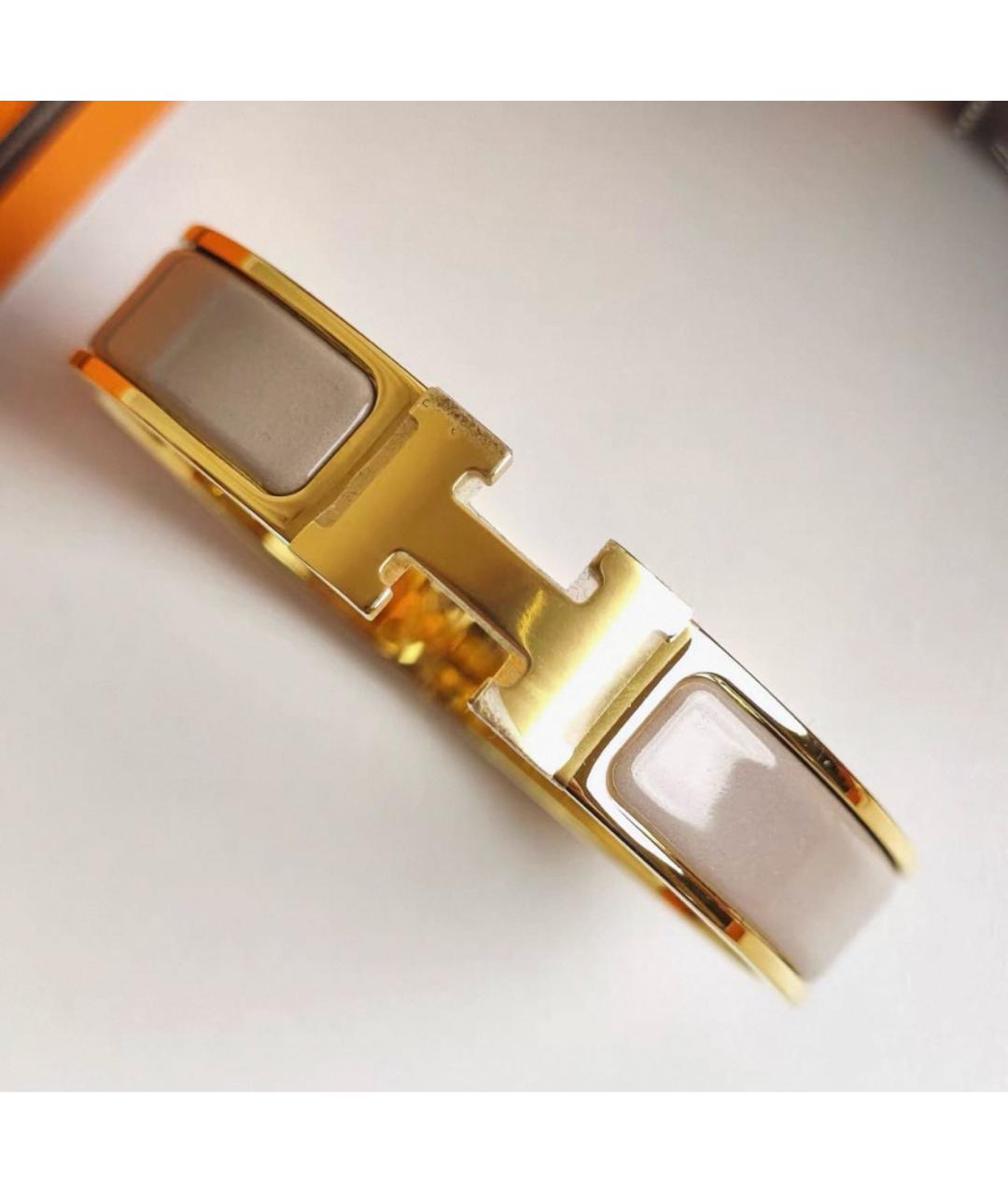 HERMES Бежевый позолоченный браслет, фото 3