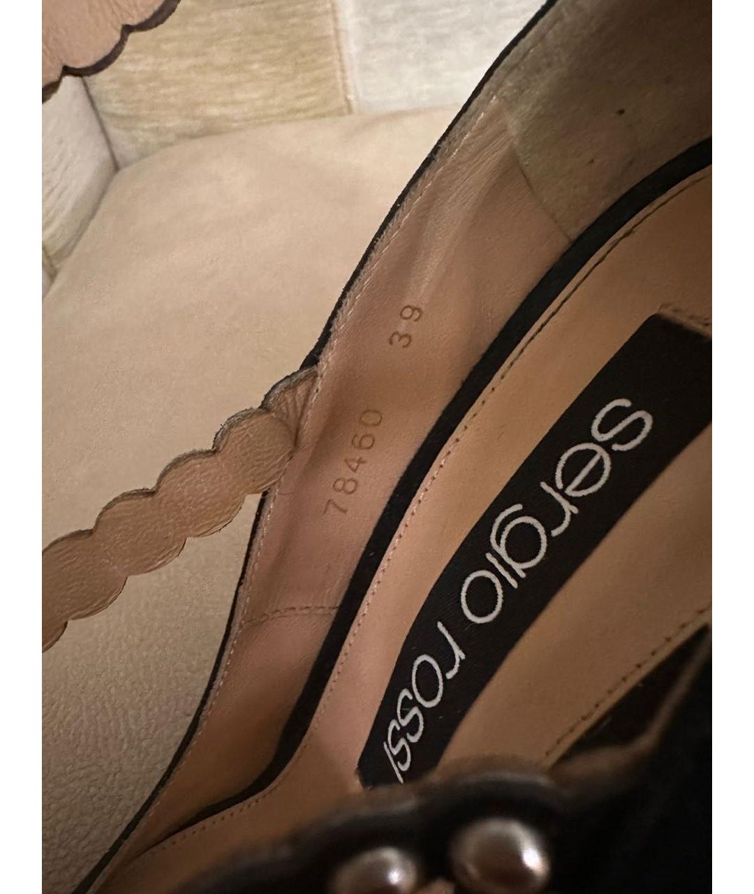 SERGIO ROSSI Черные бархатные туфли, фото 5