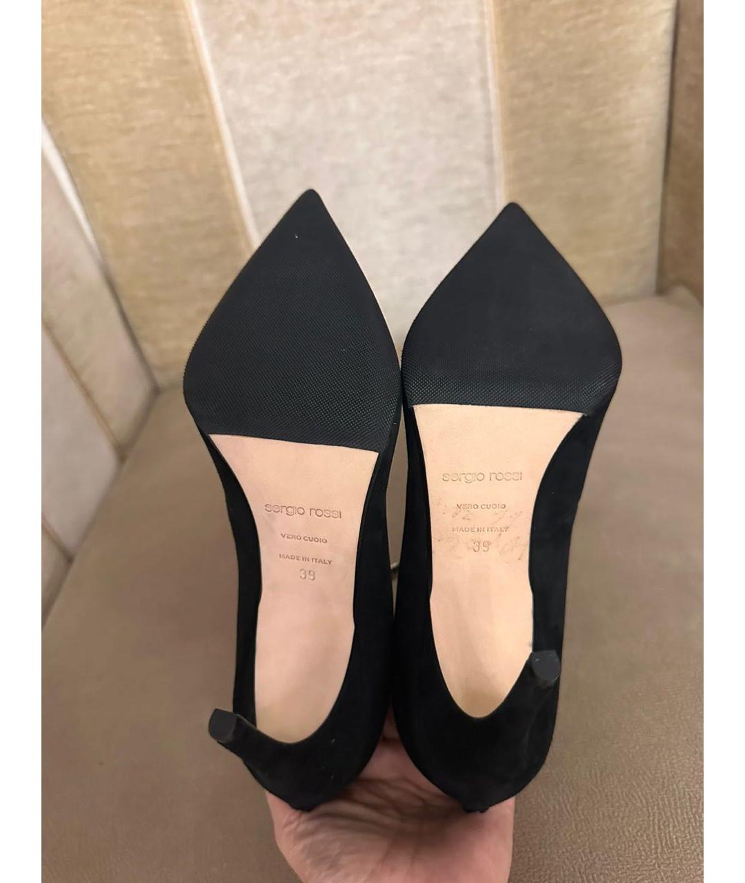 SERGIO ROSSI Черные бархатные туфли, фото 7