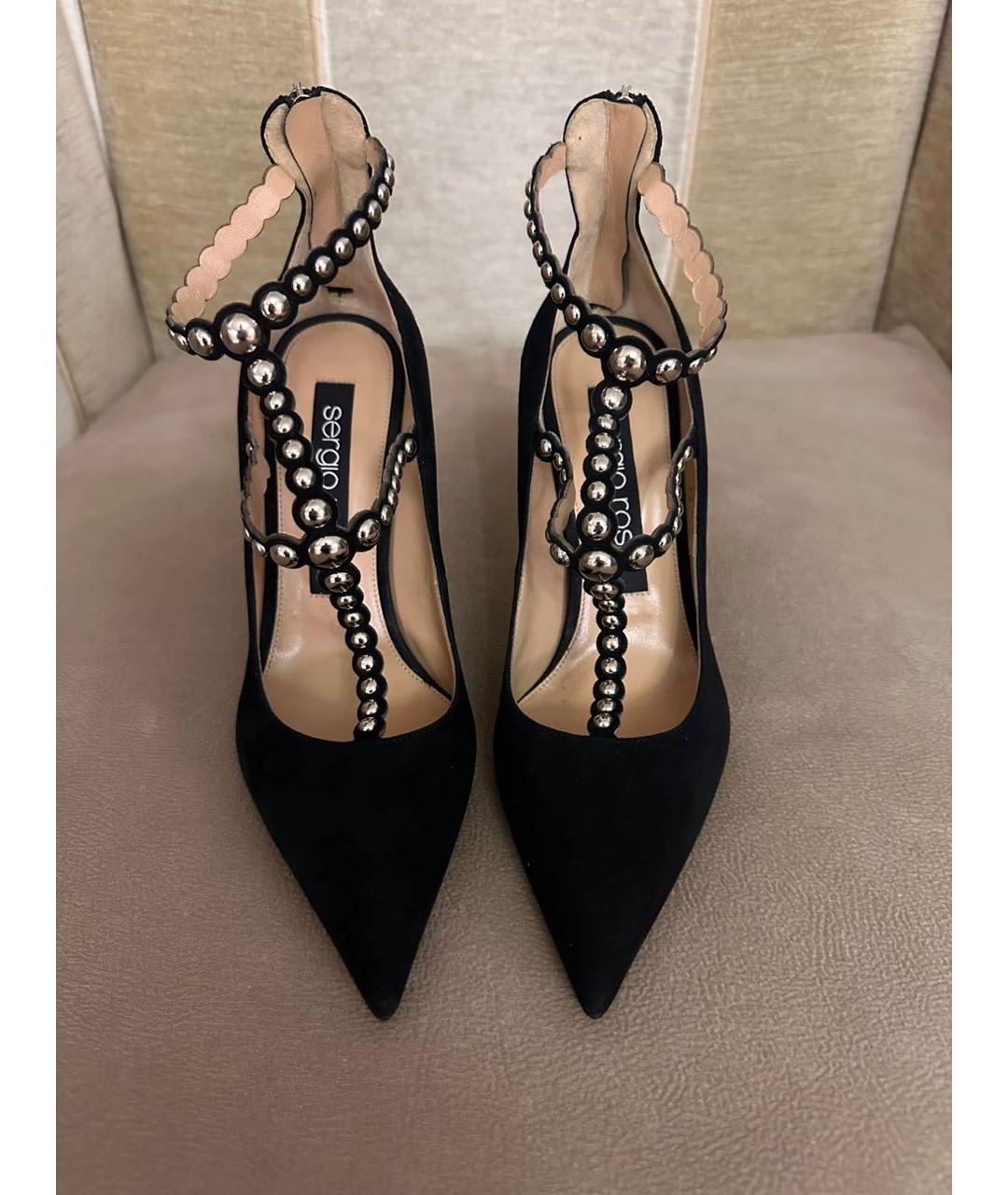 SERGIO ROSSI Черные бархатные туфли, фото 2