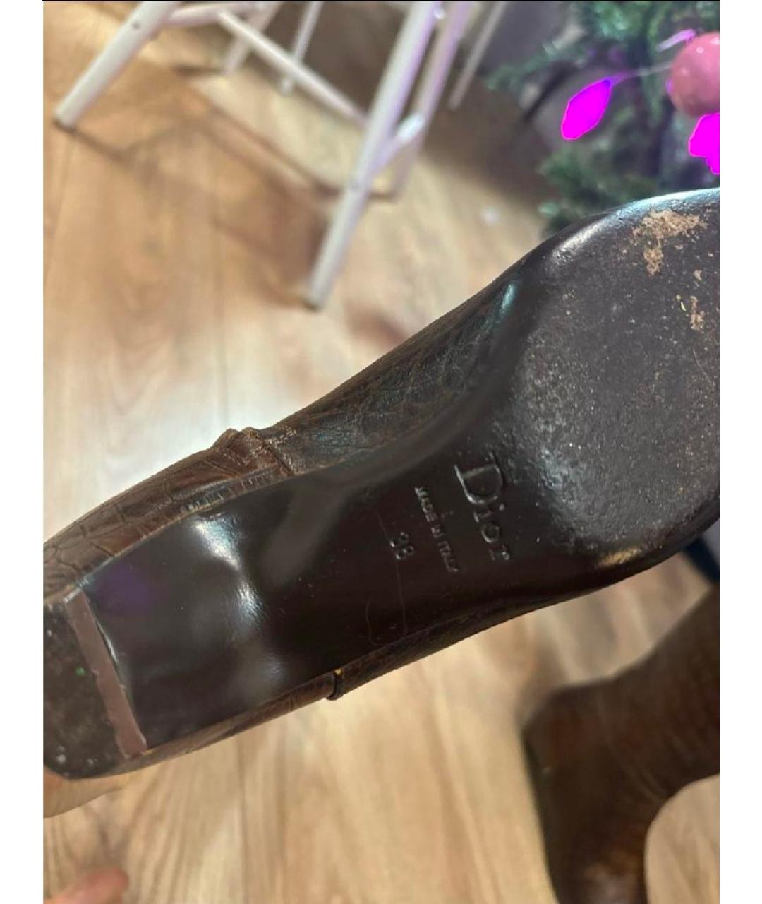 CHRISTIAN DIOR Коричневые кожаные сапоги, фото 5