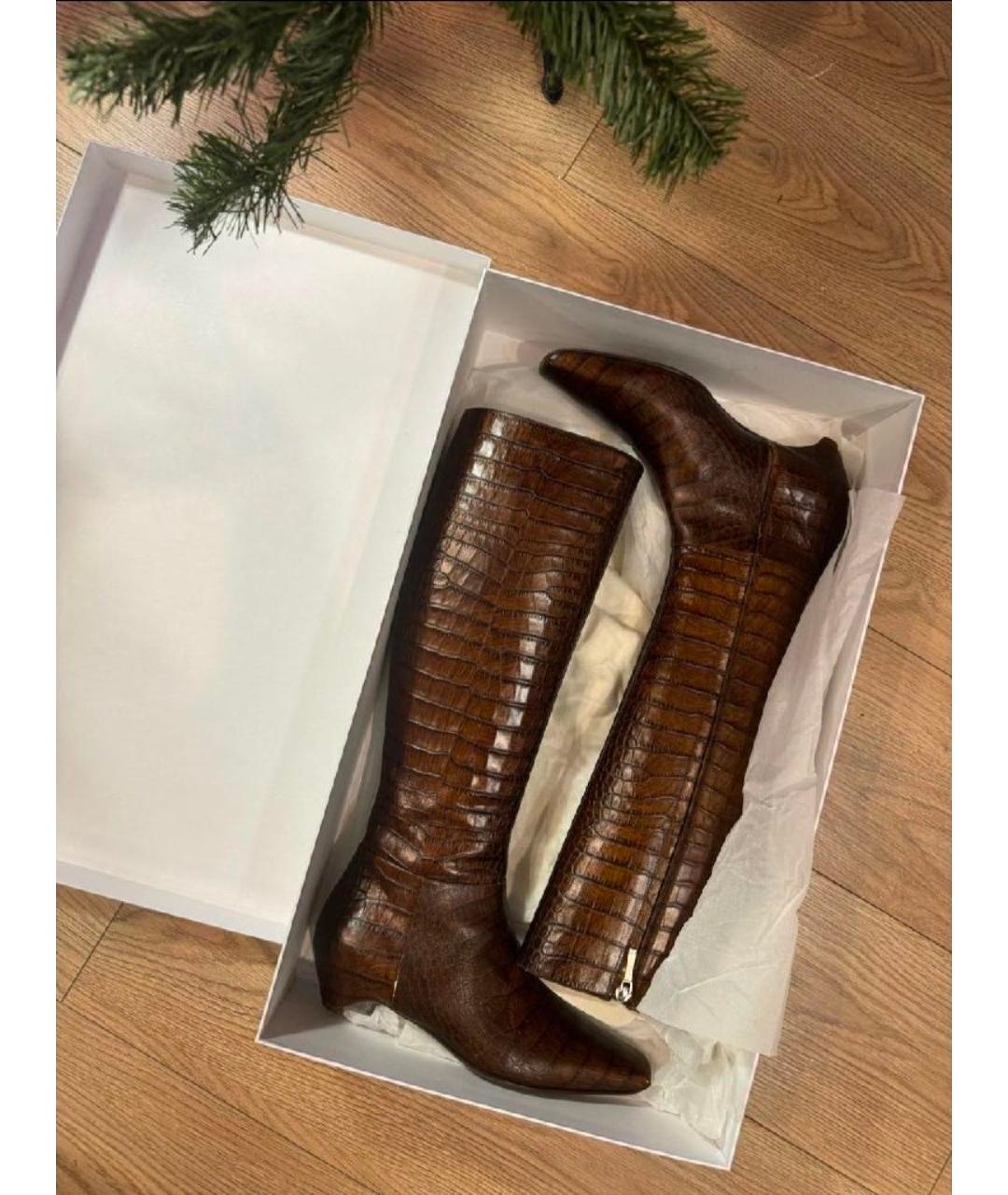 CHRISTIAN DIOR Коричневые кожаные сапоги, фото 6